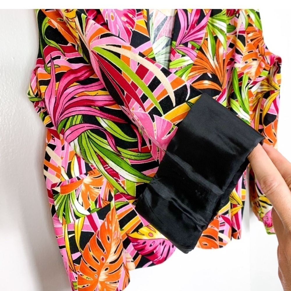 Ashley Stewart Linen Blazer Tropical Print Size 14 - Picture 5 of 11